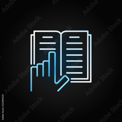 Hand with book line bright icon. Vector open book sign