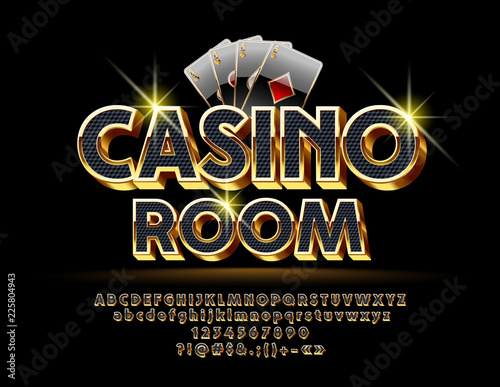Luxury Vector Logotype for Casino with Royal Font. Set of Black and Gold Letters, Numbers and Symbols.
