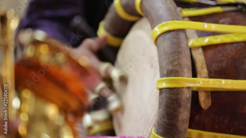 musician playing Saxophone and drum in south indian wedding.
