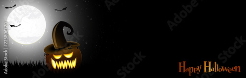 dark halloween pumpkin and full moon