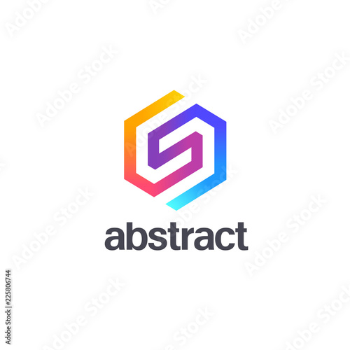 Vector logo design template for business. Hexagon sign
