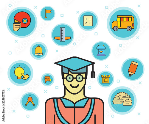 graduation student and education icons