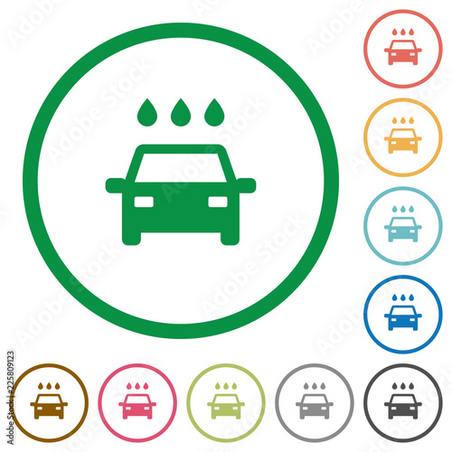 Car wash flat icons with outlines