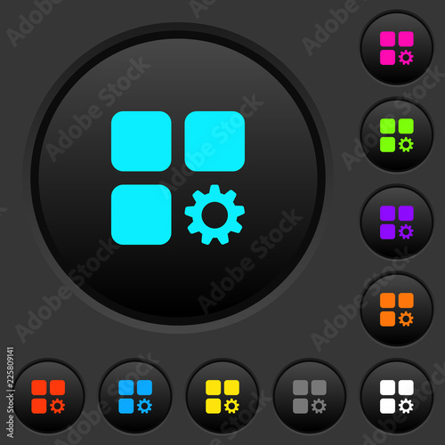 Component settings dark push buttons with color icons