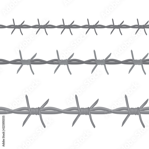 seamless pattern barbed wire. different sizes isolated on white background