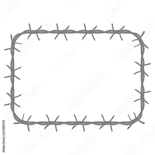 rectangular frame of barbed wire. isolated on white background
