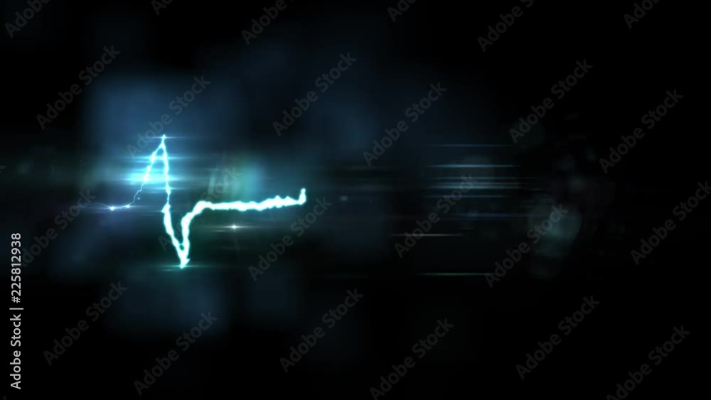 Blue Lightning heart pulse seamless loop shiny flares animation background new quality unique nature light effect video footage