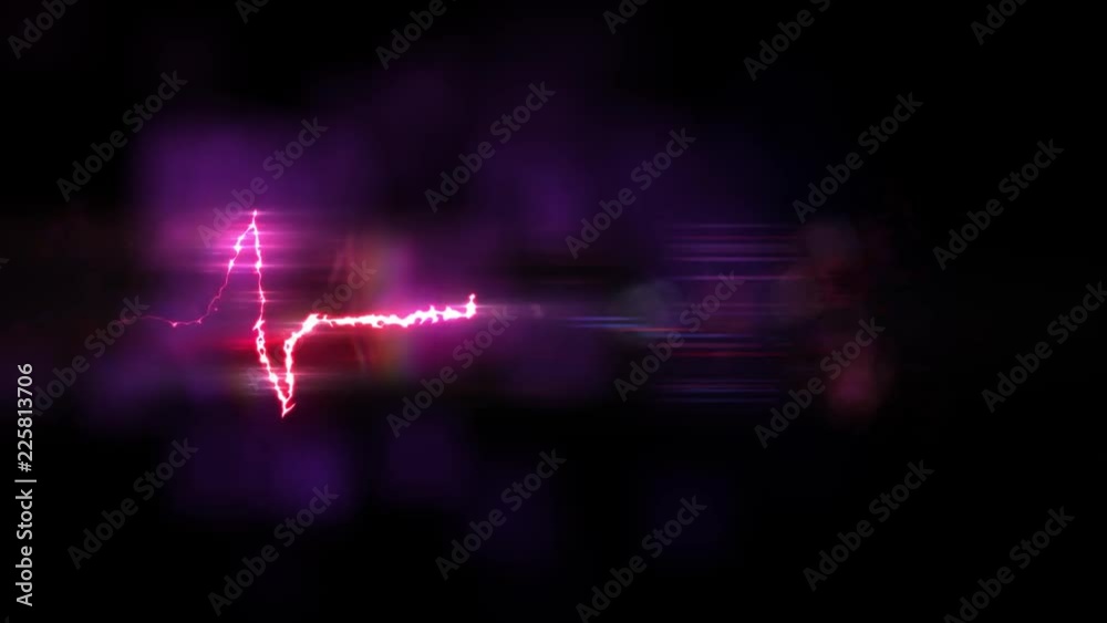 red Lightning heart pulse seamless loop shiny flares animation background new quality unique nature light effect video footage