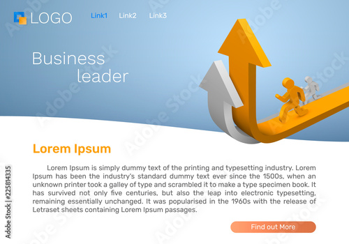 Business leader arrow, Landing page concept. Vector illustration