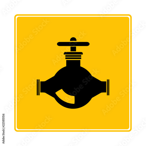 valve, pipeline tap symbol in yellow background