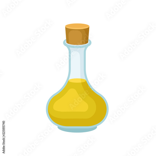 Soya oil glass jug, healthy vegetarian food vector Illustration on a white background