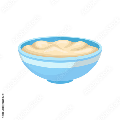 Soft bean curd in a bowl, healthy diet food, vegan source of protein vector Illustration on a white background