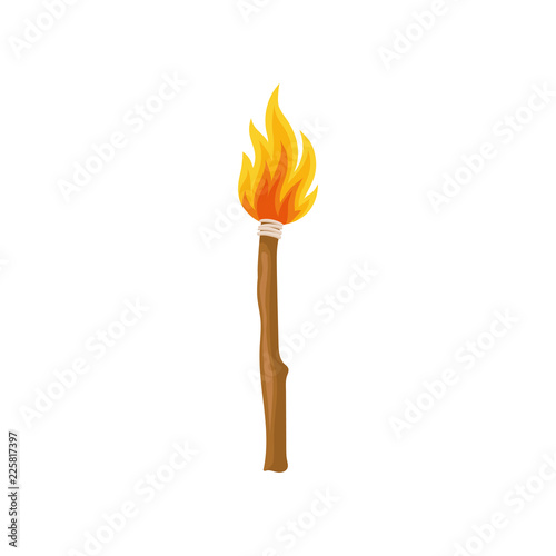 Burning torch, Stone Age symbol vector Illustration on a white background