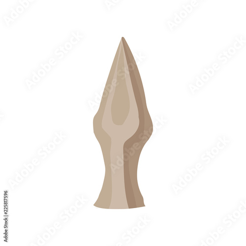 Stone spearhead, weapon of prehistoric man vector Illustration on a white background
