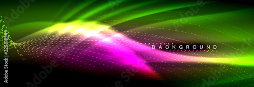 Liquid neon flowing waves, glowing light lines background