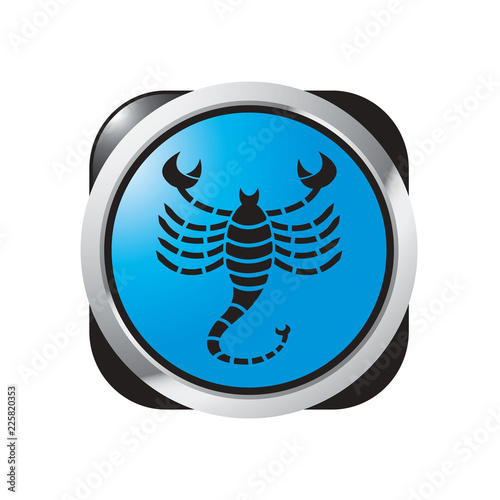 isolated blue and black scorpio zodiac icon vector illustration
