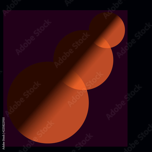 Three bubbles on purple background