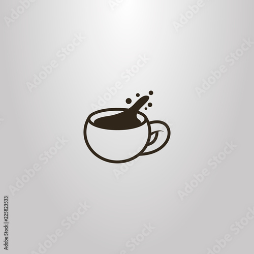 black and white simple vector outline sign of spilled coffee cup or other hot drink