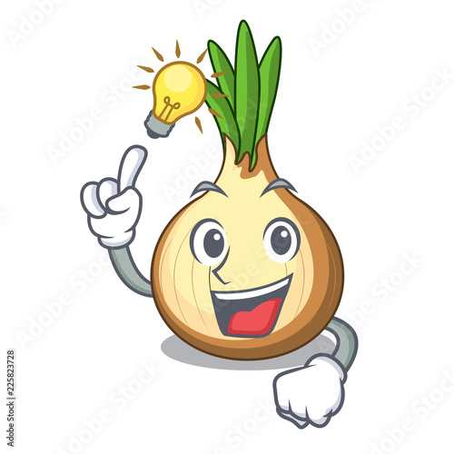 Have an idea fresh yellow onion isolated on mascot