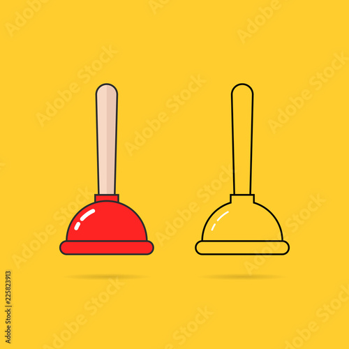 set of two thin line plunger icon