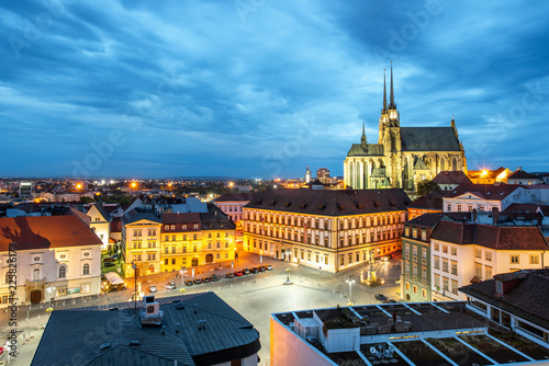 Brno night cityscape view, Czech republic