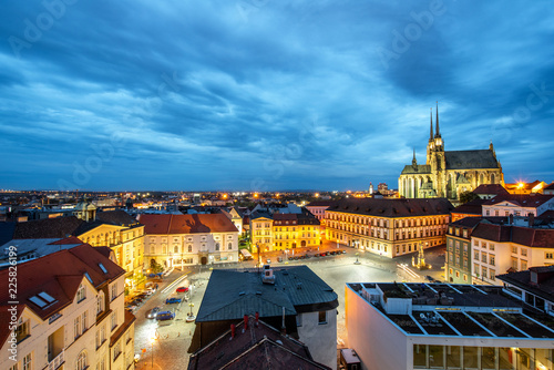Brno night cityscape view, Czech republic