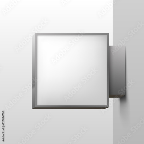 White square signboard on white background.