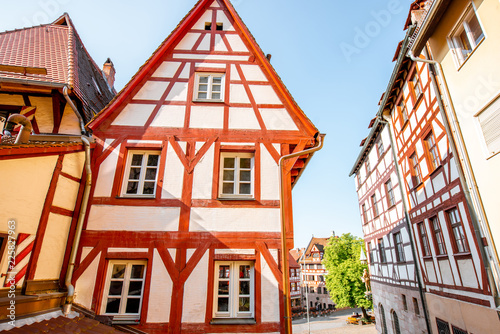 Street view with old houses in Nurnberg, Germany photo