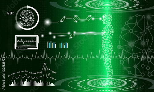 abstract background technology concept in green light,human body heal,technology modern medical science in future and global international medical with tests analysis clone DNA human