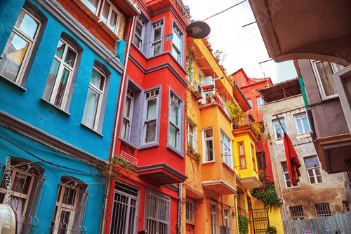  Colorful houses of the Balat district, Istanbul, Turkey. photo