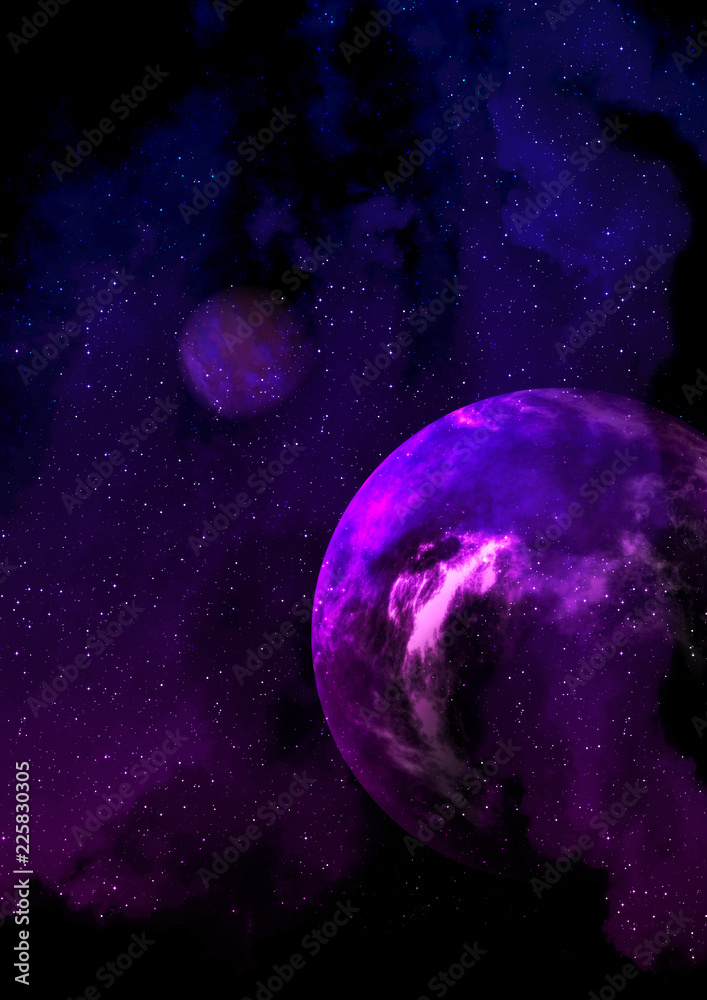 Fototapeta premium Purple planet in the space