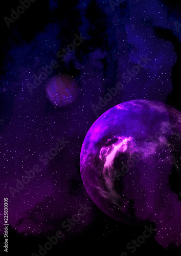 Fototapeta Naklejka Na Ścianę i Meble -  Purple planet in the space