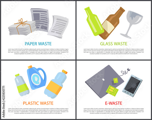 Paper Glass Plastic and E-waste Set of Banners
