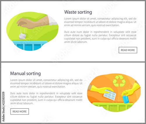 Waste and Manual Sorting Set Vector Illustration