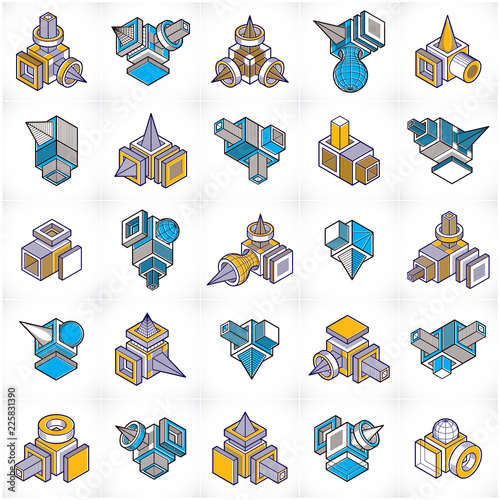 Engineering abstract shape, vectors set.