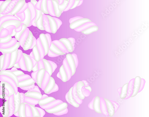 White and pink marshmallows. Vector illustration.