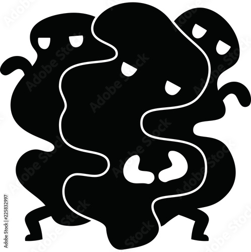 Black Comic cute monster vector