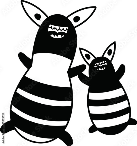 Black Comic cute monster vector