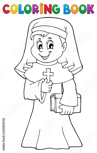 Coloring book happy nun topic 1