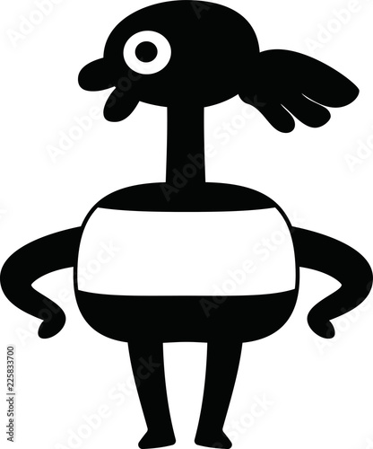 Black Comic cute monster vector