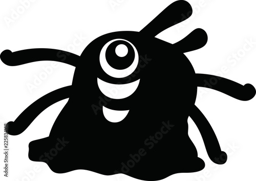Black Comic cute monster vector