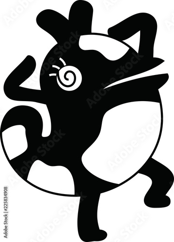 Black Comic cute monster vector