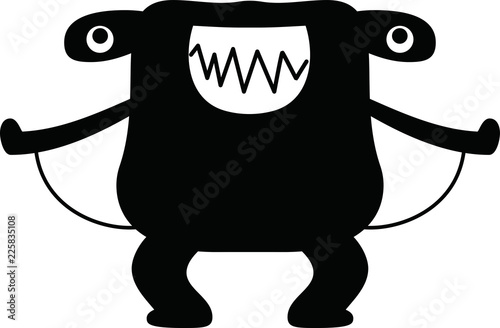 Black Comic cute monster vector