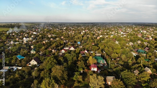 View of the village from the air. Beautiful village in krasnodar from the air. Aerial view of the houses in village in Krasnodar.