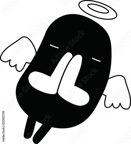 Black Comic cute monster vector