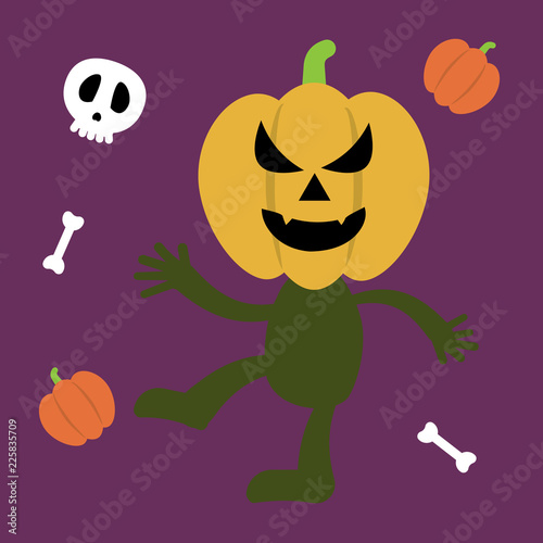 Halloween monster set of icons pumpkin, ghost Dracula zombi werewolf Frankenstein s monster alien mummy