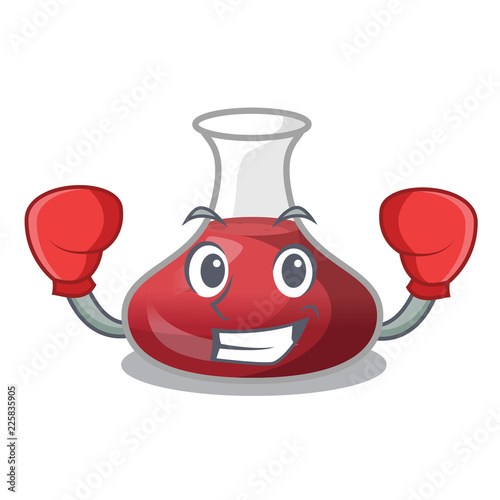 Boxing character glass decanter with red wine