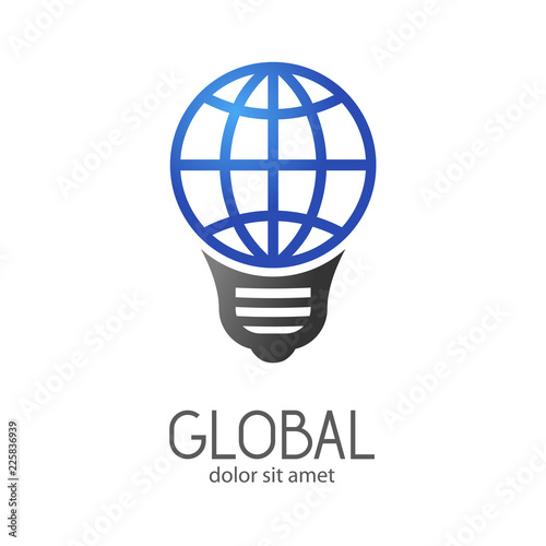 Logotipo GLOBAL con bombilla con mundo en azul y gris