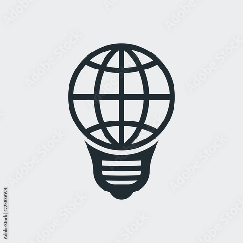 Logotipo bombilla con mundo en fondo gris