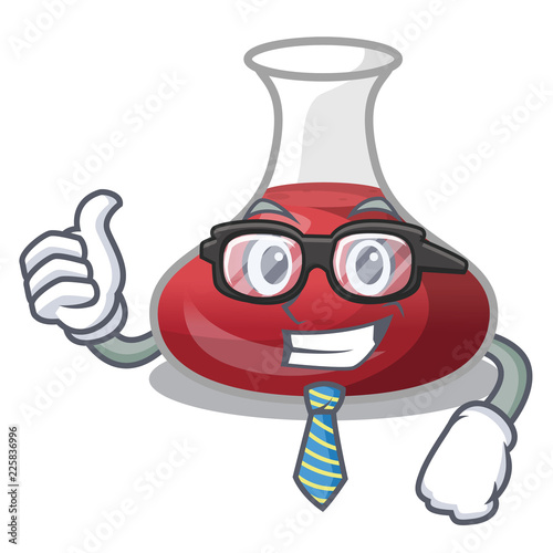 Businessman delicious red wine with cartoon decanter